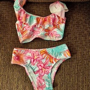 Girls Tropical Floral Kids Bikini size 6/6x
